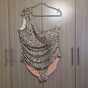 J. Crew Peach and Brown Swimsuit